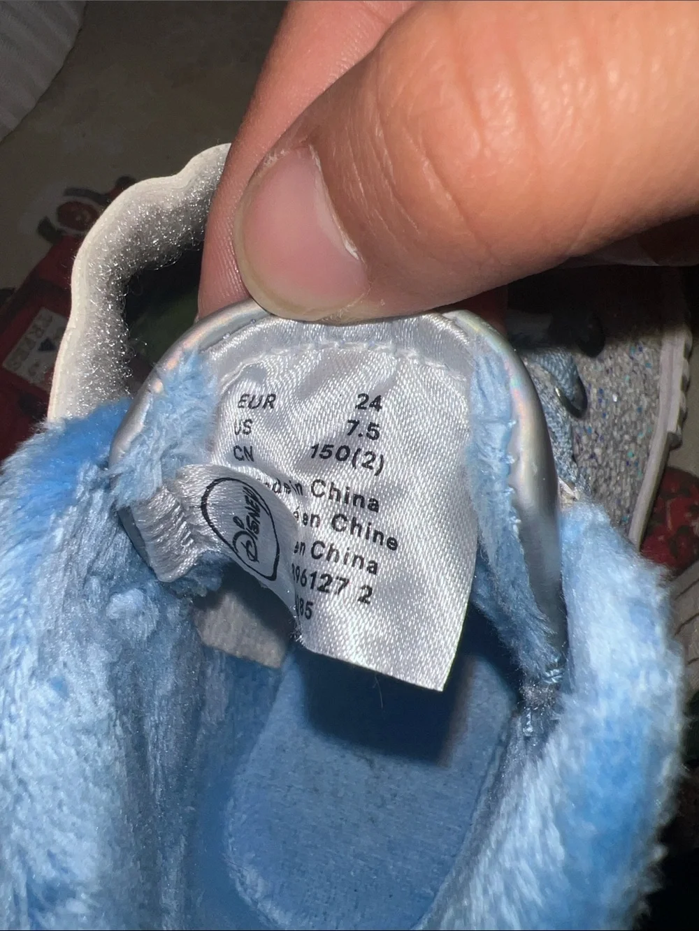 Disney Sparkle Blue High-Top Kids Sneakers with Faux Fur